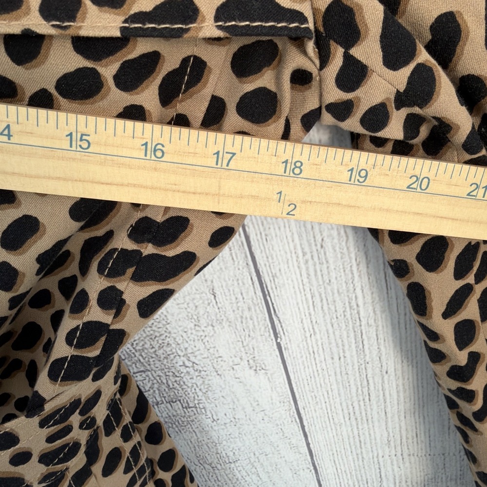 Ann Taylor Jacket Womens 6 Black Tan Cheetah Leopard Animal Print Belted Coat - Picture 5 of 14